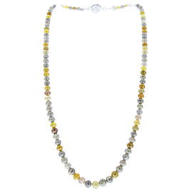 96.00 Carat Total Faceted Rough Cut Diamond Necklace in 14 Karat White Gold