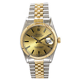 Rolex Men's Datejust Two Tone Fluted Champagne Index Dial
