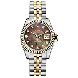 Rolex Women's New StyleTwo-Tone Datejust with Custom Black Mother of Pearl Diamond Dial