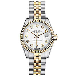 Rolex Women's New Style Two-Tone Datejust with Custom White Diamond Dial