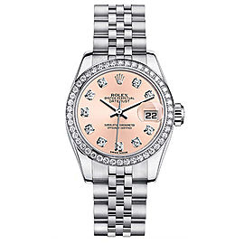 Rolex Women's New Style Steel Datejust with Custom Diamond Bezel and Pink Diamond Dial