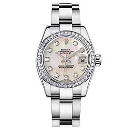Rolex Women's New Style Steel Datejust Oyster Band with Custom Diamond Bezel and Mother of Pearl Diamond Dial