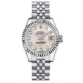 Rolex Women's New Style Steel Datejust with Custom Mother of Pearl Diamond Dial