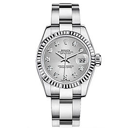 Rolex Women's New Style Steel Datejust Oyster Band with Silver Diamond Dial