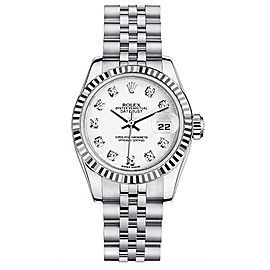 Rolex Women's New Style Steel Datejust with Custom White Diamond Dial