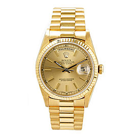 Rolex Men's President Yellow Gold Fluted Champagne Index Dial