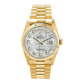 Rolex Men's President Yellow Gold Custom Fluted Mother of Pearl Diamond Dial
