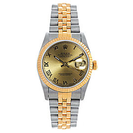 Rolex Women's Datejust Midsize Two Tone Fluted Champagne Roman Dial