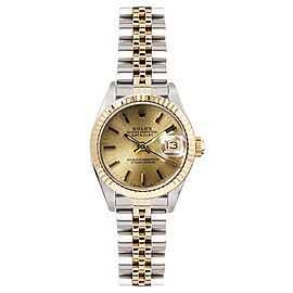 Rolex Women's Datejust Two Tone Fluted Champagne Index Dial