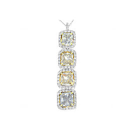 GIA Certified 5.02 Carat Total Radiant Cut Fancy Yellow Pendant in White Gold