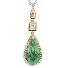 Heritage Gem Studio 6.00 Carat Pear Shape Emerald and Diamond