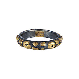 Yossi Harari Jewelry Jane 24k Gold & Oxidized Gilver Leopard Stack Ring Size 6