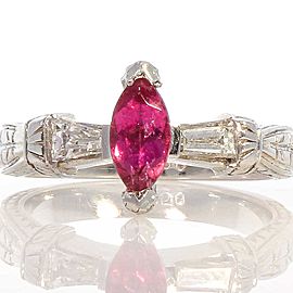0.57 Carat Marquise Cut Pink Sapphire and Diamond in Platinum