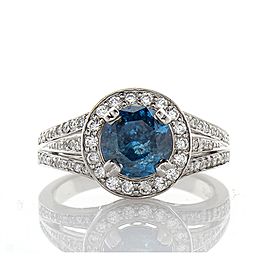 1.65 Carat Round irradiated blue diamond Ring