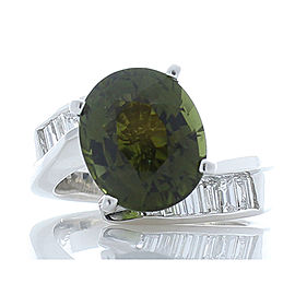 3.00 Carat Oval Tourmaline and Baguette Diamond Cocktail Ring in Platinum