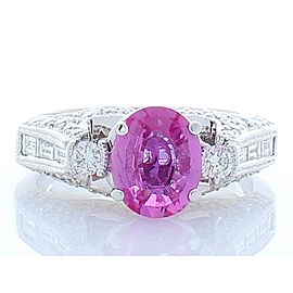 1.42 Carat Oval Pink Sapphire and Diamond Cocktail Ring in 18 Karat White Gold