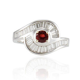 0.50 Carat Ruby and 0.95 Carat Total Baguette Diamond White Gold Cocktail Ring