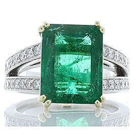 Heritage Gem Studio 6.25 Carat Emerald Cut and Diamond Two-Tone Cocktail Ring in 18 Karat Gold