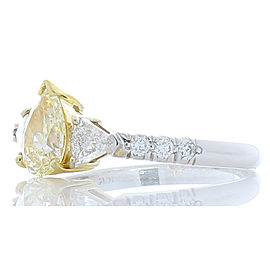 0.81 Carat Pear Shape Fancy Light Yellow Diamond Cocktail Ring in 18 Karat Gold