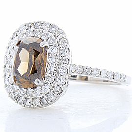 Heritage Gem Studio GIA Certified 2.11 Carat Cushion Cut Brown Diamond Cocktail Ring in White Gold