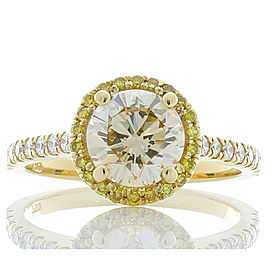 Heritage Gem Studio Ring 18KY, Dia 1.37CT 7.14 X 7.12 BR Light Yellow VS, 0.16CTW BR Fancy Yellow Melee, 0.27CTW BR White Melee