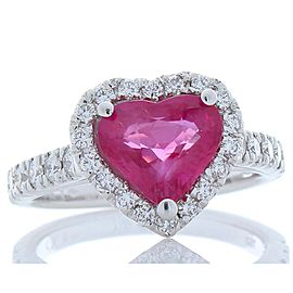 2.19 Carat Heart Shape Ruby and Diamond Cocktail Ring in 18 Karat White Gold