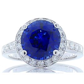 Heritage Gem Studio EGL Gem Lab Certiifed 3.30 Carat Blue Sapphire And Diamond Cocktail Ring 18K