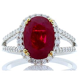 Heritage Gem Studio 3.09 Carat Oval Ruby and Diamond Two-Tone Cocktail Ring in 18 Karat