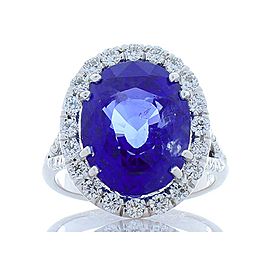 10.03 Carat Oval Blue Sapphire and Diamond Cocktail Ring in 18 Karat White Gold