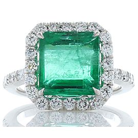 Heritage Gem Studio 5.81 Carat Emerald Cut Emerald and Diamond Cocktail Ring in 18 Karat Gold