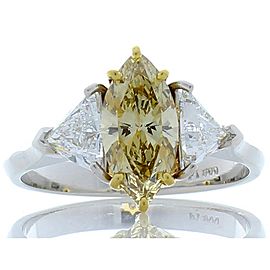 Heritage Gem Studio Certified 1.08 Carat Fancy Brownish Yellow Diamond Cocktail Ring in Platinum