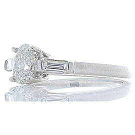 0.59 Carat Oval Diamond and Baguette Diamond Cocktail Ring in Platinum
