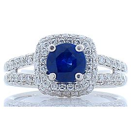 1.06 Carat Blue Sapphire and Diamond White Gold Cocktail Ring