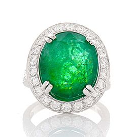 Heritage Gem Studio PGS Certified 9.50 Carat Oval Emerald and Diamond Cocktail Ring in 18 Karat Gold