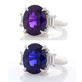 GIA Certified 10.26 Carat Oval Violetish Purple Sapphire & Diamond Cocktail Ring