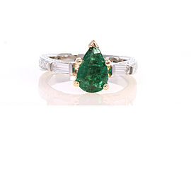 1.04 Carat Pear Shape Green Emerald and Diamond Cocktail Ring in 18 Karat Gold