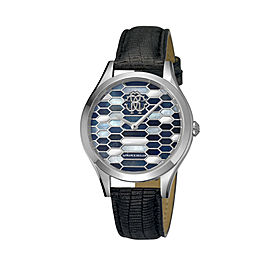 Roberto Cavalli Blue Black Calfskin Leather RV1L041L0016 Watch