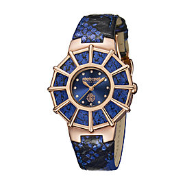 Roberto Cavalli Dark Blue Dark Blue Calfskin Leather RV2L009L0086 Watch