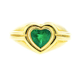 Bvlgari 18k Yellow Gold Heart Shaped Emerald Ring
