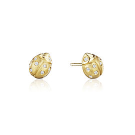 18K Gold Medium Wonderland Ladybug Diamond Stud Earrings