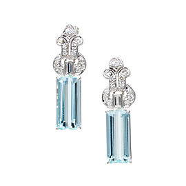 Platinum Aquamarine and Diamond Dangle Earrings