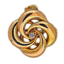Vintage 14K Rose Gold with 0.15ct Diamond 4 Swirl Pin Fold Down Hinge Pendant