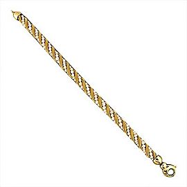14K Yellow Gold with Pearl Spiral Swirl Snake Chain Bracelet