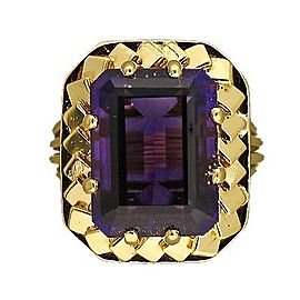 Vintage Rare 18K Yellow Gold with 6.0ct Reddish Purple Amethyst Wire Base Ring Size 5