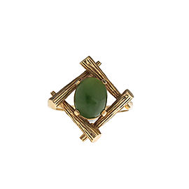 14K Yellow Gold Oval Jade Ring