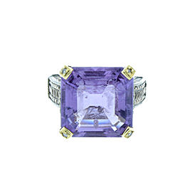 Judith Ripka Faceted Amethyst Square Stone & Sterling Silver Ring