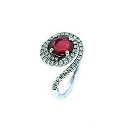 18K White gold Diamond and Red Spinel Ring