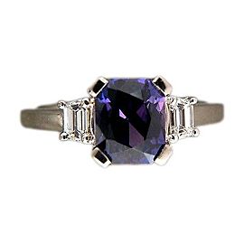 Platinum Sapphire & Diamond Ring Size 6.75