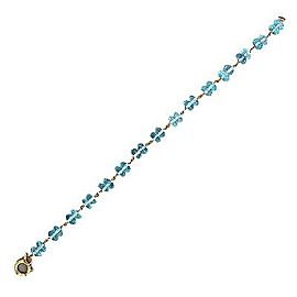 14K Yellow Gold 14ct Blue Topaz Faceted Rondelle Bead Twisted Wire Connectors Vintage Bracelet