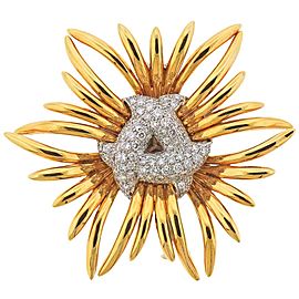 Verdura Diamond Gold Brooch Pin